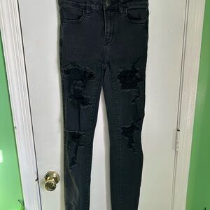 American Eagle Outfitters Ripped Charcoal Skinny Jeans